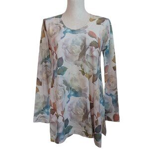 Soft‎ Surroundings Tunic Sweater Watercolor Roses Size Small